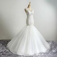 fit flare wedding dress beautiful back sweep brush train v neck tulle  ...