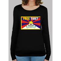 fitted shirt manga long black woman - free tibet