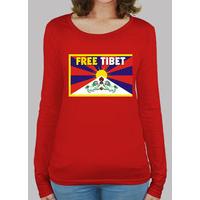 fitted shirt manga long orange woman - free tibet