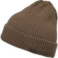 firetrap mens chunky fisherman knit beanie khaki