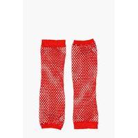 Fishnet Fingerless Gloves - red