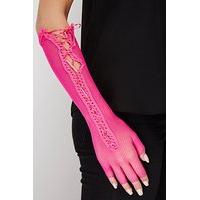 Fishnet Lace Up Fingerless Gloves