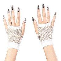 Fingerless Fishnet - White Fingerless Gloves For Fancy Dress Costumes Accessory