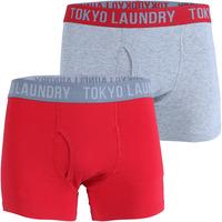 Finsen (2 Pack) Boxer Shorts Set in Tokyo Red / Grey Marl  Tokyo Laundry