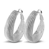 Fine 925 Silver Pierced Hoop Stud Earrings for Women4.23.2)