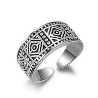 Fine 925 Vintage Silver Midi Knuckle Band Open Adjustable Ring for Women Men