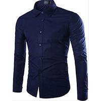 First brand Men\'s Shirt Collar Casual Shirts , Cotton Blend Long Sleeve Casual Pocket Fall