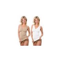 Figure-flattering slimming shirt with zip, colour beige, size L / XL Smarttex