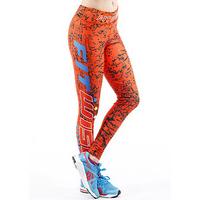 Fit Wise Orange Crackle Full Length Fitness Leggings