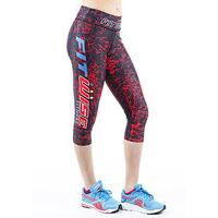 Fit Wise Red Crackle Capri Fitness Leggings