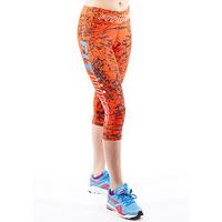 Fit Wise Orange Crackle Capri Fitness Leggings