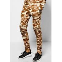 Fit Camo Joggers With Zips - sand