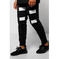 fit colour block joggers with tape black