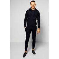 Fit Ribbed Over the Head Tracksuit - navy