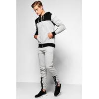 Fit Panel Tracksuit With Zip Front - grey marl