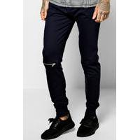 fit joggers with knee zip navy