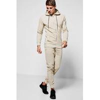 Fit Hooded Tracksuit In Pique - stone