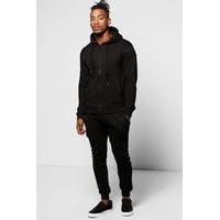 Fit Distressed Hooded Tracksuit - black