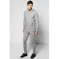 fit ribbed over the head tracksuit grey