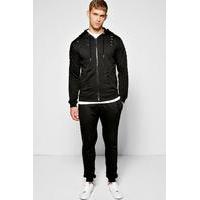 Fit Ripped Hooded Tracksuit - black