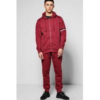 Fit Stripe Sleeve Tracksuit - burgundy