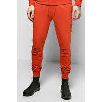 Fit Distressed Joggers - rust