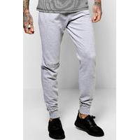 Fit Joggers With Knee Zip - grey