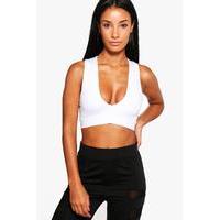 fit plunge sports bra white