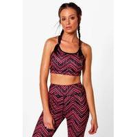 fit zig zag sports bra red