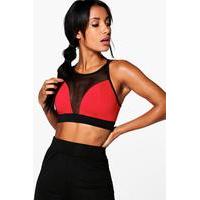 Fit Mesh Strappy Sports Bra - red