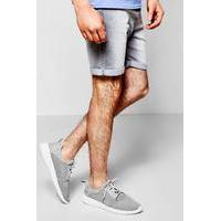 fit light grey denim shorts in mid length grey