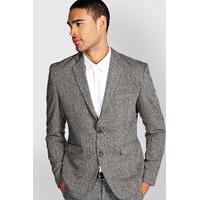 fit tweed blazer grey