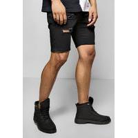 Fit Distressed Denim Shorts - black