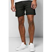 fit black denim shorts in short length black