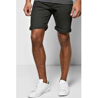 fit black denim shorts in long length black