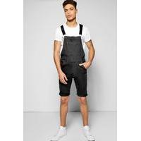 Fit Denim Dungaree Shorts - black