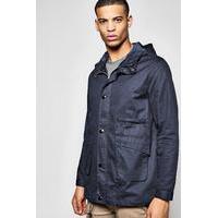 Fishtail Cotton Parka - navy