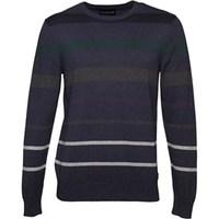 firetrap mens strauss stripe knit dark denim marl