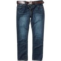 firetrap mens gambit straight fit jeans with belt darkwash