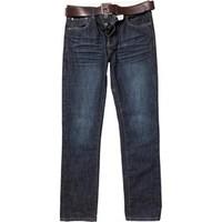 Firetrap Mens Gambit Straight Fit Jeans With Belt Indigo Dyed/Brown