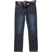 firetrap mens gambit straight fit jeans with belt indigo dyedbrown