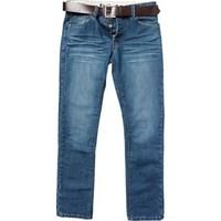 firetrap mens gambit straight fit jeans with belt midwash