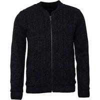 Firetrap Mens Bomber Sherpa Lined Knit Jacket Jet Black/Indigo