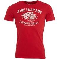 firetrap mens leo t shirt true red