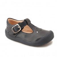 first evy navy blue leather girls buckle first walking shoes