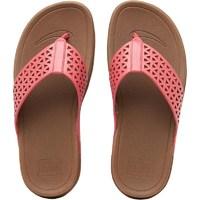 FitFlop Womens Leather Lattice Surfa Slide Sandals Bubblegum