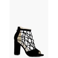 Fishnet Cage Peeptoe Heels - black