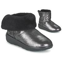 fitflop supercush mukloaff shimmer womens mid boots in silver