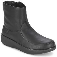 fitflop loaf shorty zip boot leather womens boots in black