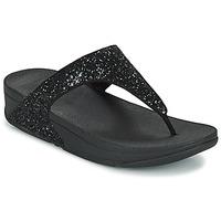 fitflop glitterball toepost womens flip flops sandals shoes in black